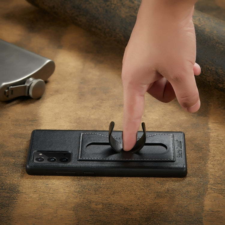 For Samsung Galaxy Note20 Fierre Shann Full Coverage Protective Leather Case with Holder & Card Slot