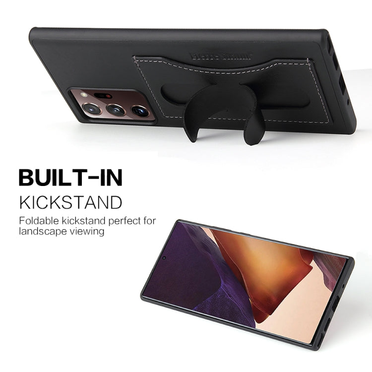 For Samsung Galaxy Note20 Fierre Shann Full Coverage Protective Leather Case with Holder & Card Slot