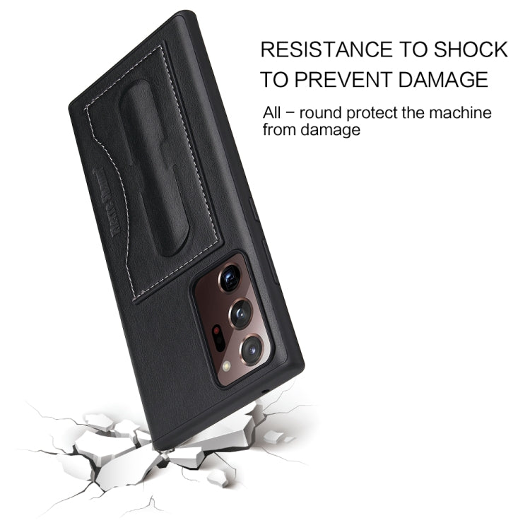 For Samsung Galaxy Note20 Fierre Shann Full Coverage Protective Leather Case with Holder & Card Slot