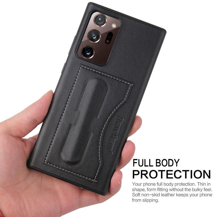 For Samsung Galaxy Note20 Fierre Shann Full Coverage Protective Leather Case with Holder & Card Slot