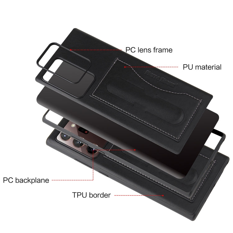 For Samsung Galaxy Note20 Fierre Shann Full Coverage Protective Leather Case with Holder & Card Slot