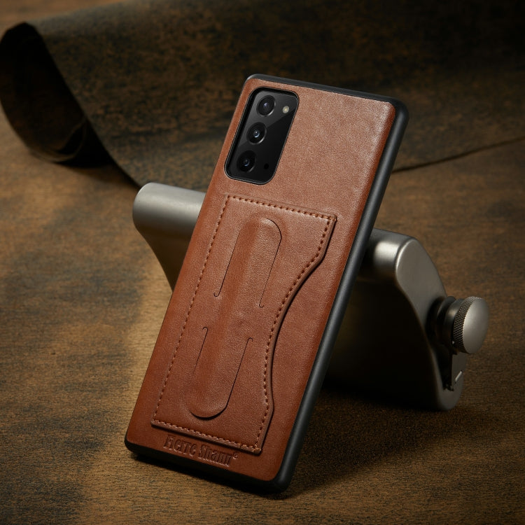 For Samsung Galaxy Note20 Fierre Shann Full Coverage Protective Leather Case with Holder & Card Slot