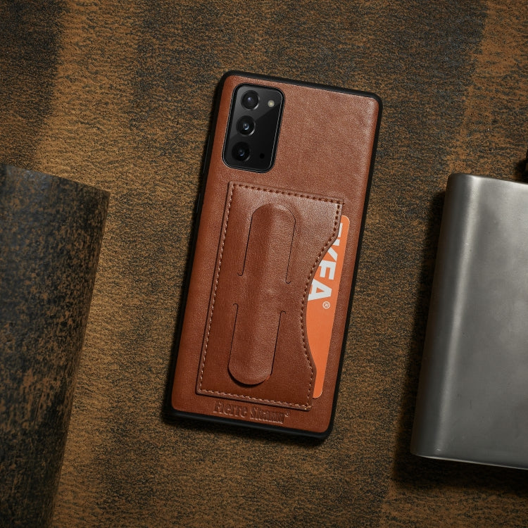 For Samsung Galaxy Note20 Fierre Shann Full Coverage Protective Leather Case with Holder & Card Slot