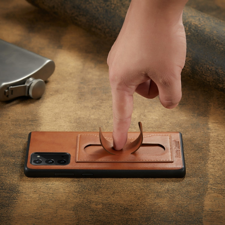 For Samsung Galaxy Note20 Fierre Shann Full Coverage Protective Leather Case with Holder & Card Slot