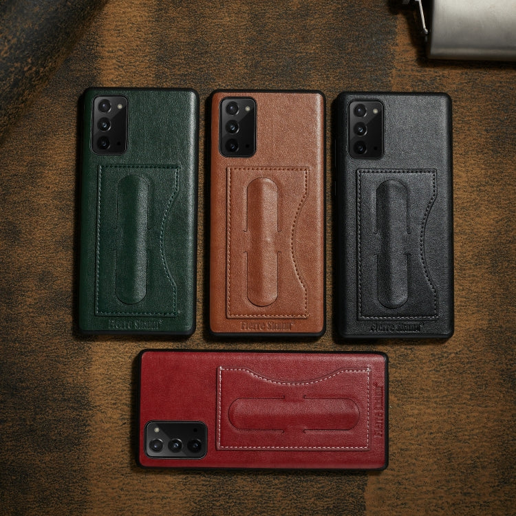 For Samsung Galaxy Note20 Fierre Shann Full Coverage Protective Leather Case with Holder & Card Slot