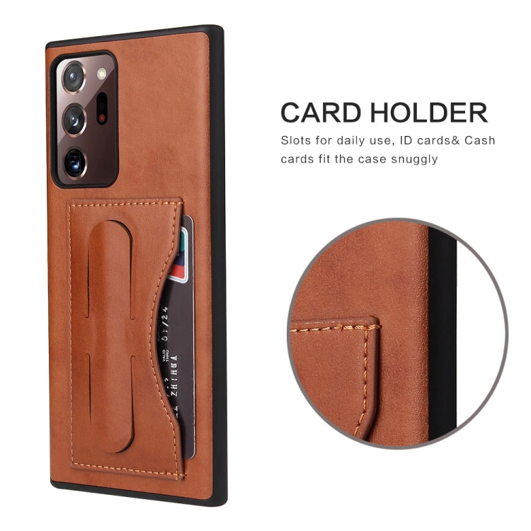 For Samsung Galaxy Note20 Fierre Shann Full Coverage Protective Leather Case with Holder & Card Slot