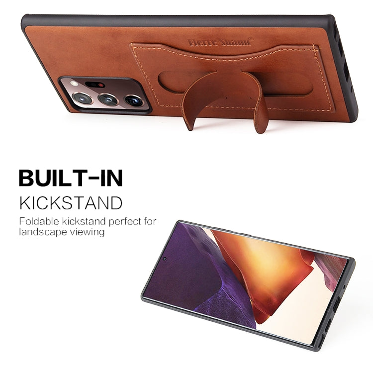 For Samsung Galaxy Note20 Fierre Shann Full Coverage Protective Leather Case with Holder & Card Slot