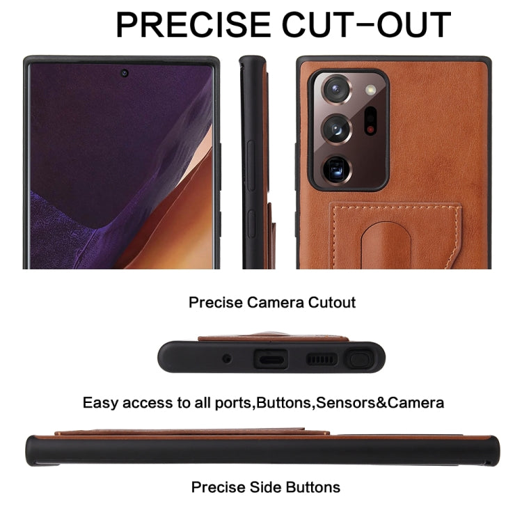 For Samsung Galaxy Note20 Fierre Shann Full Coverage Protective Leather Case with Holder & Card Slot