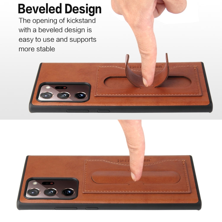 For Samsung Galaxy Note20 Fierre Shann Full Coverage Protective Leather Case with Holder & Card Slot