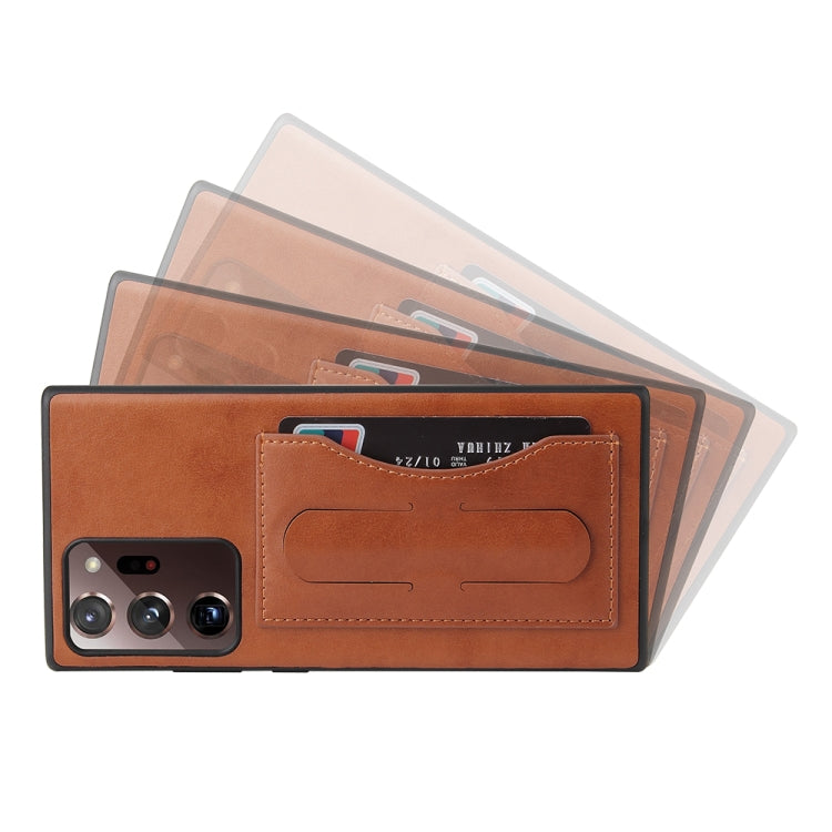 For Samsung Galaxy Note20 Fierre Shann Full Coverage Protective Leather Case with Holder & Card Slot