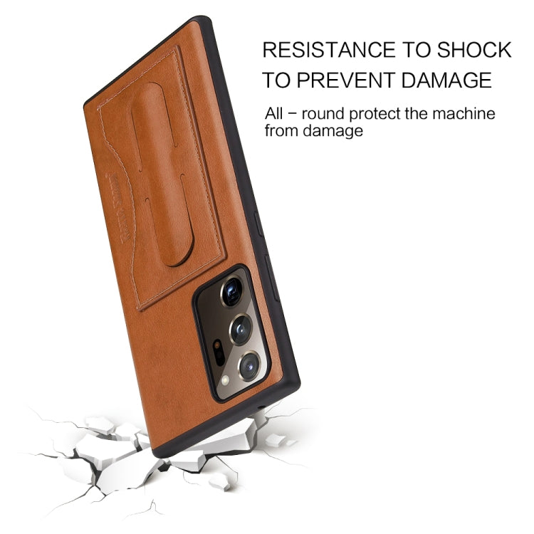 For Samsung Galaxy Note20 Fierre Shann Full Coverage Protective Leather Case with Holder & Card Slot