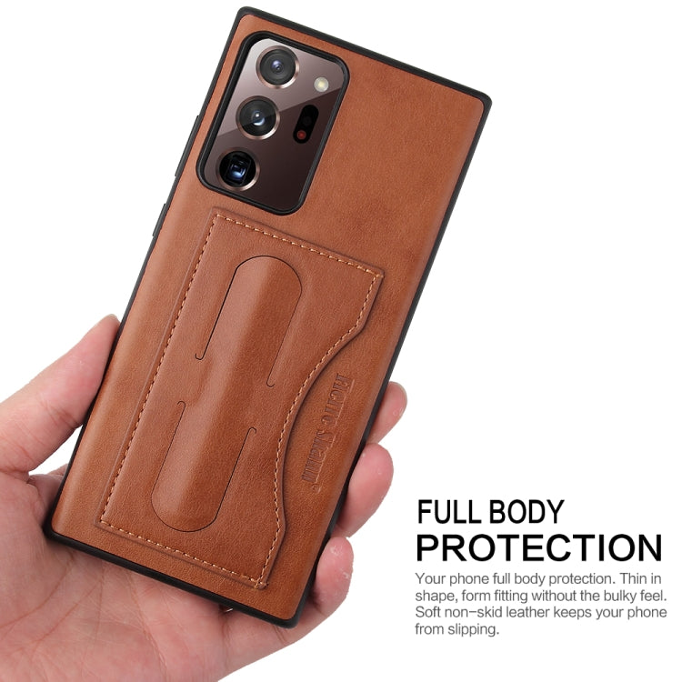 For Samsung Galaxy Note20 Fierre Shann Full Coverage Protective Leather Case with Holder & Card Slot