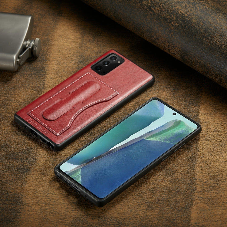 For Samsung Galaxy Note20 Fierre Shann Full Coverage Protective Leather Case with Holder & Card Slot