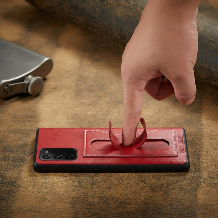 For Samsung Galaxy Note20 Fierre Shann Full Coverage Protective Leather Case with Holder & Card Slot
