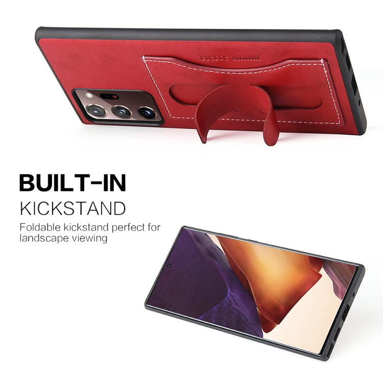 For Samsung Galaxy Note20 Fierre Shann Full Coverage Protective Leather Case with Holder & Card Slot