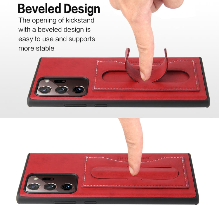 For Samsung Galaxy Note20 Fierre Shann Full Coverage Protective Leather Case with Holder & Card Slot