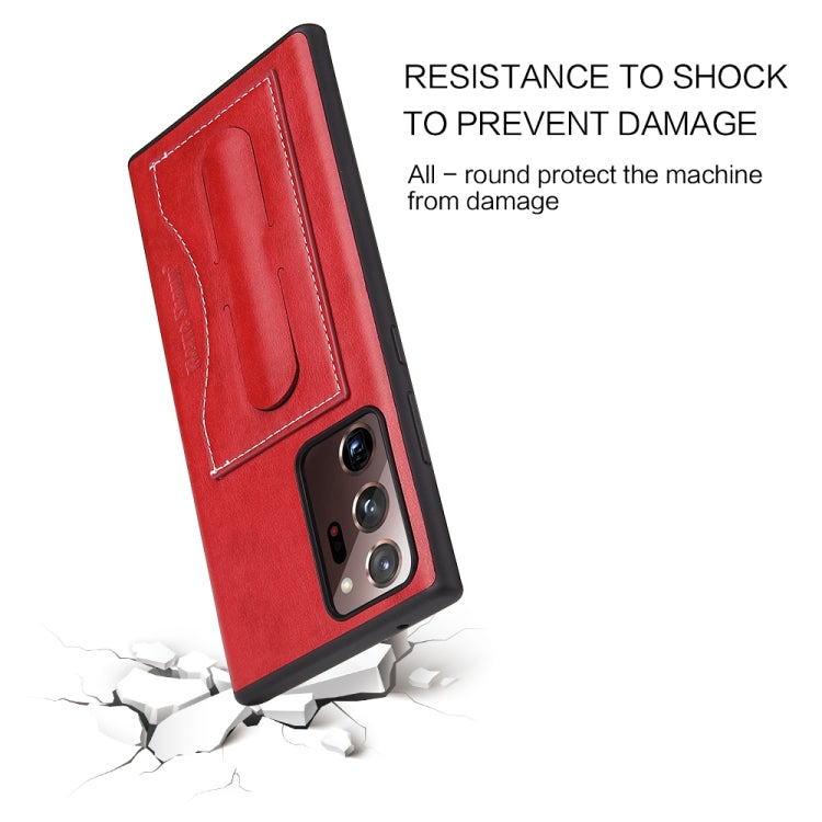 For Samsung Galaxy Note20 Fierre Shann Full Coverage Protective Leather Case with Holder & Card Slot