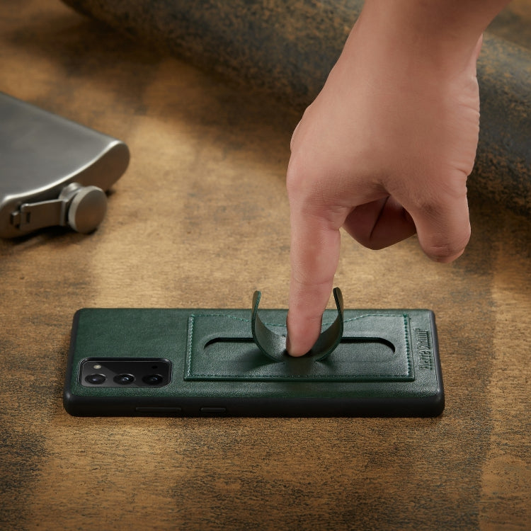For Samsung Galaxy Note20 Fierre Shann Full Coverage Protective Leather Case with Holder & Card Slot