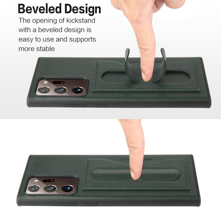 For Samsung Galaxy Note20 Fierre Shann Full Coverage Protective Leather Case with Holder & Card Slot