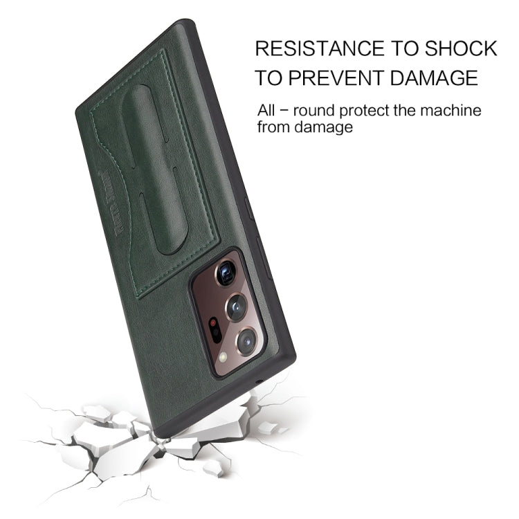 For Samsung Galaxy Note20 Fierre Shann Full Coverage Protective Leather Case with Holder & Card Slot