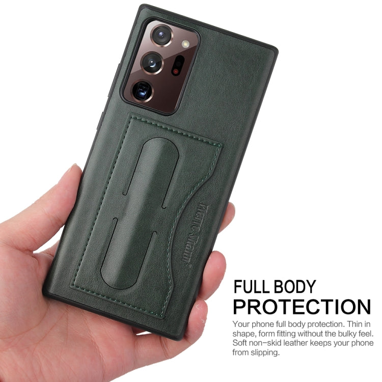 For Samsung Galaxy Note20 Fierre Shann Full Coverage Protective Leather Case with Holder & Card Slot