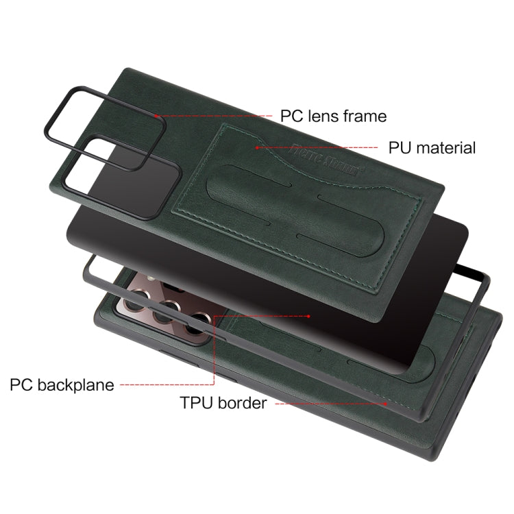 For Samsung Galaxy Note20 Fierre Shann Full Coverage Protective Leather Case with Holder & Card Slot