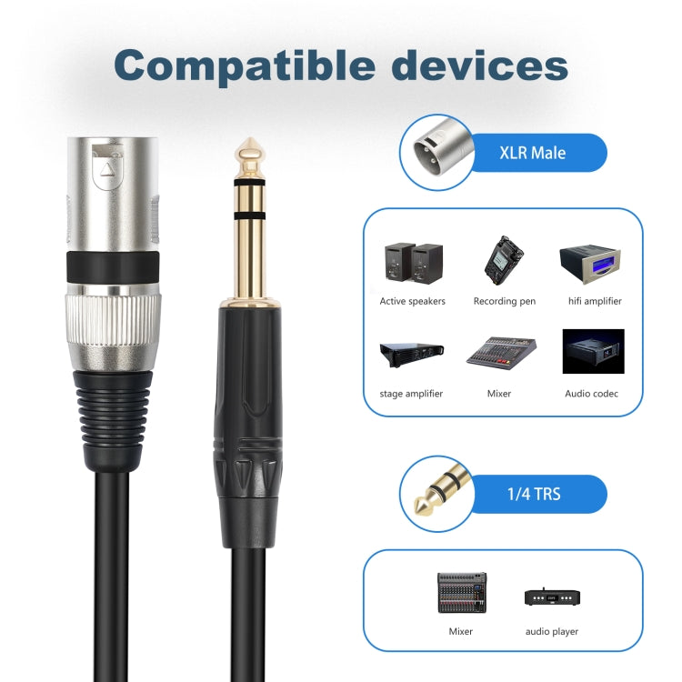 TC145BK55 6.35mm 1/4 TRS Male to XLR 3pin Male Microphone Cable, Length:2m - Black