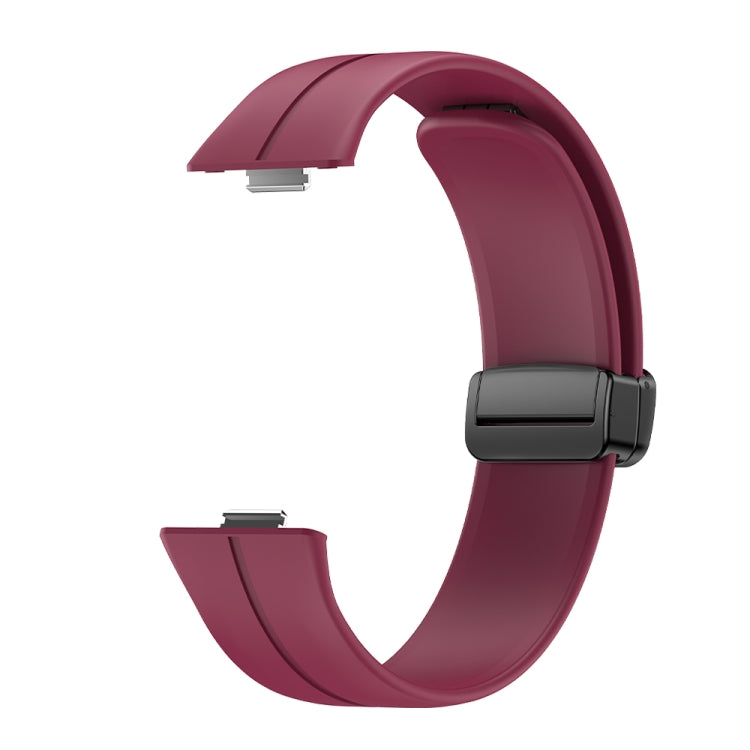 For Huawei Watch Fit3 Magnetic Folding Black Buckle Silicone Watch Band