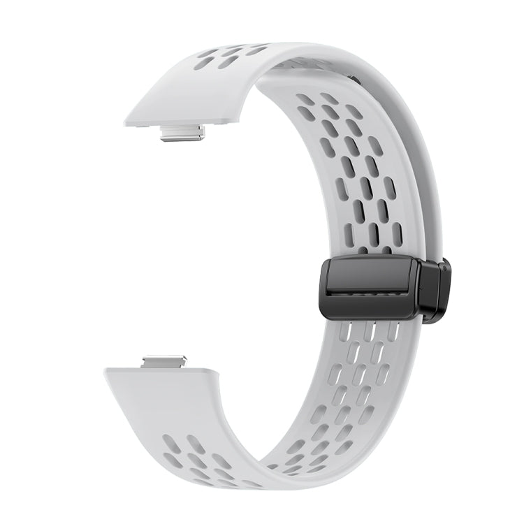 For Huawei Watch Fit 5 / Fit 5 Pro / Fit 4 Hole Style Magnetic Folding Black Buckle Silicone Watch Band