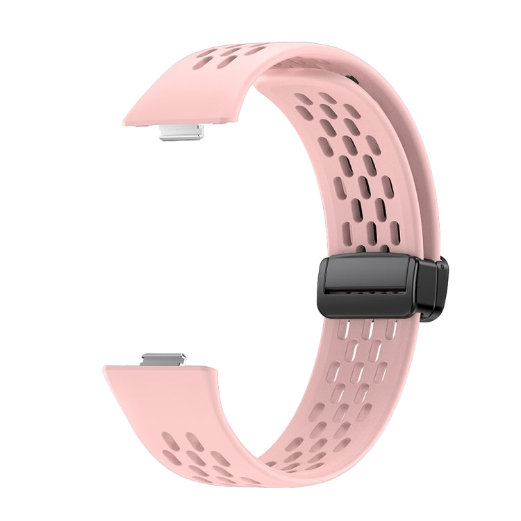For Huawei Watch Fit 5 / Fit 5 Pro / Fit 4 Hole Style Magnetic Folding Black Buckle Silicone Watch Band