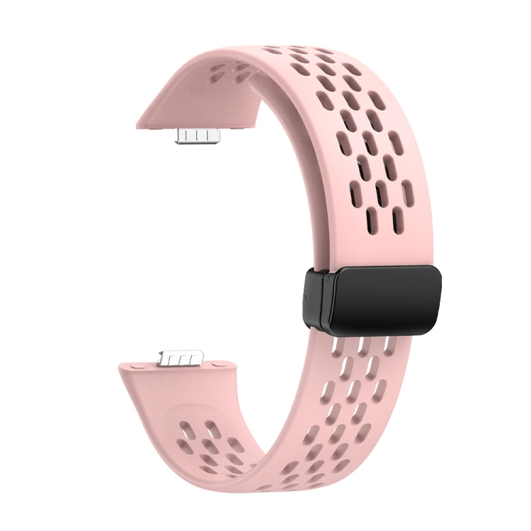 For Huawei Watch Fit 5 / Fit 5 Pro / Fit 4 Hole Style Magnetic Folding Black Buckle Silicone Watch Band