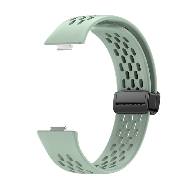 For Huawei Watch Fit 5 / Fit 5 Pro / Fit 4 Hole Style Magnetic Folding Black Buckle Silicone Watch Band