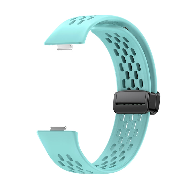 For Huawei Watch Fit 5 / Fit 5 Pro / Fit 4 Hole Style Magnetic Folding Black Buckle Silicone Watch Band