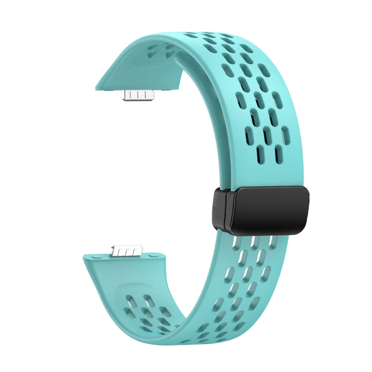 For Huawei Watch Fit 5 / Fit 5 Pro / Fit 4 Hole Style Magnetic Folding Black Buckle Silicone Watch Band