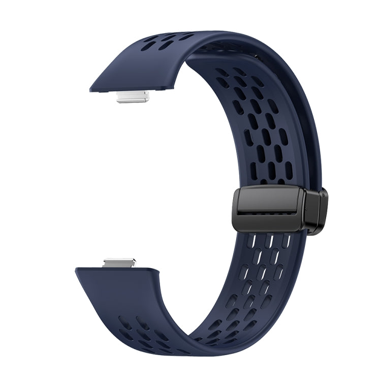 For Huawei Watch Fit 5 / Fit 5 Pro / Fit 4 Hole Style Magnetic Folding Black Buckle Silicone Watch Band