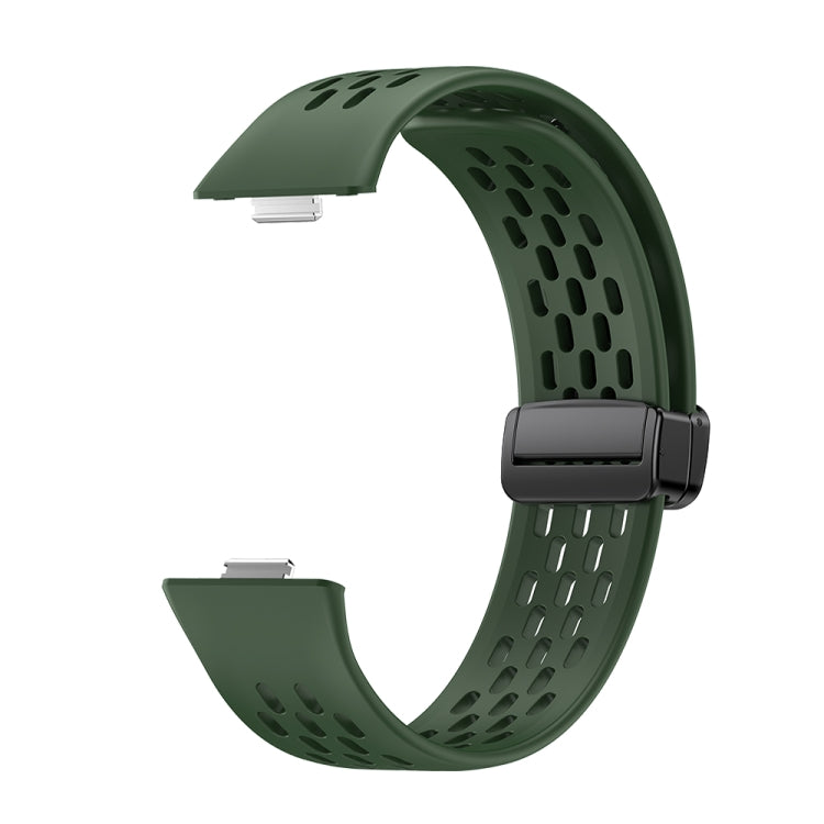 For Huawei Watch Fit 5 / Fit 5 Pro / Fit 4 Hole Style Magnetic Folding Black Buckle Silicone Watch Band