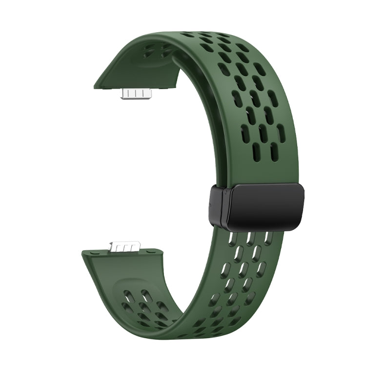 For Huawei Watch Fit 5 / Fit 5 Pro / Fit 4 Hole Style Magnetic Folding Black Buckle Silicone Watch Band