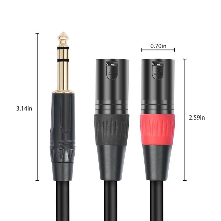 TC145YXK108RE-10 6.35mm 1/4 TRS Male to Dual XLR Male Audio Cable, Length:2m - Black
