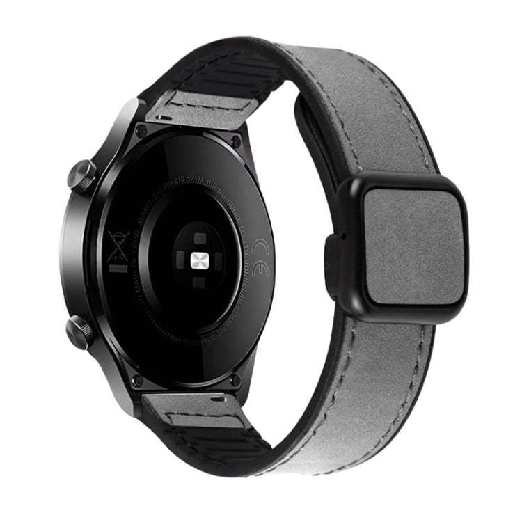 20mm Crazy Horse Texture Fold Magnetic Buckle Leather Silicone Watch Band