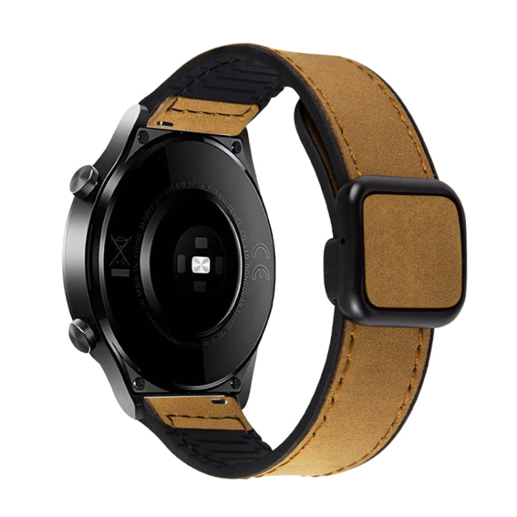 20mm Crazy Horse Texture Fold Magnetic Buckle Leather Silicone Watch Band