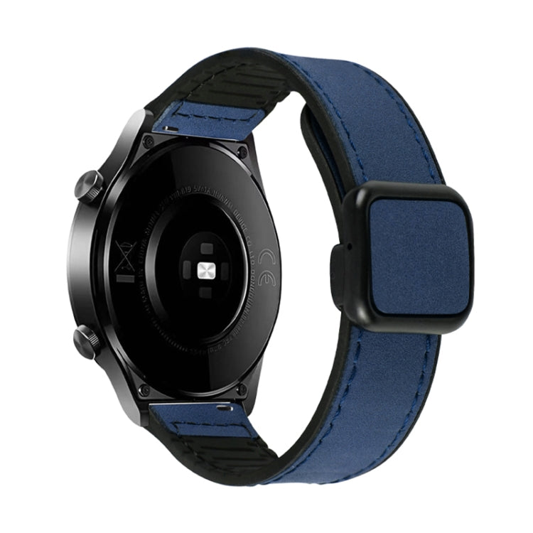 20mm Crazy Horse Texture Fold Magnetic Buckle Leather Silicone Watch Band