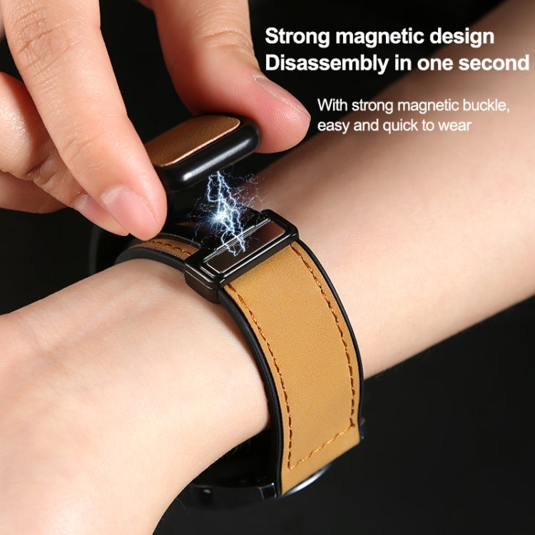 20mm Crazy Horse Texture Fold Magnetic Buckle Leather Silicone Watch Band