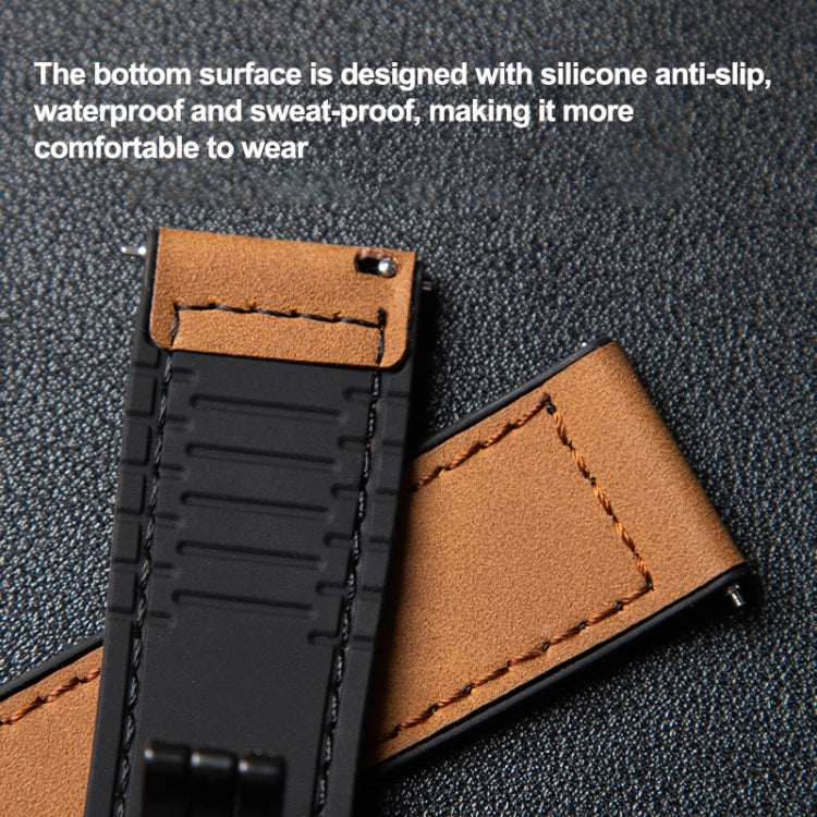20mm Crazy Horse Texture Fold Magnetic Buckle Leather Silicone Watch Band