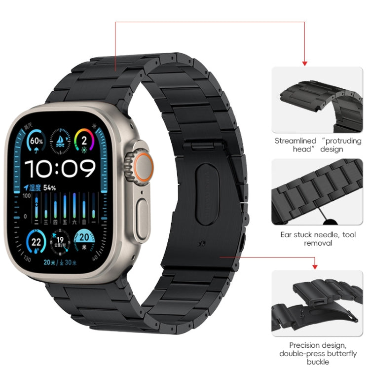 For Apple Watch Ultra 2 49mm PG63 Three-Bead Protrusion Titanium Metal Watch Band