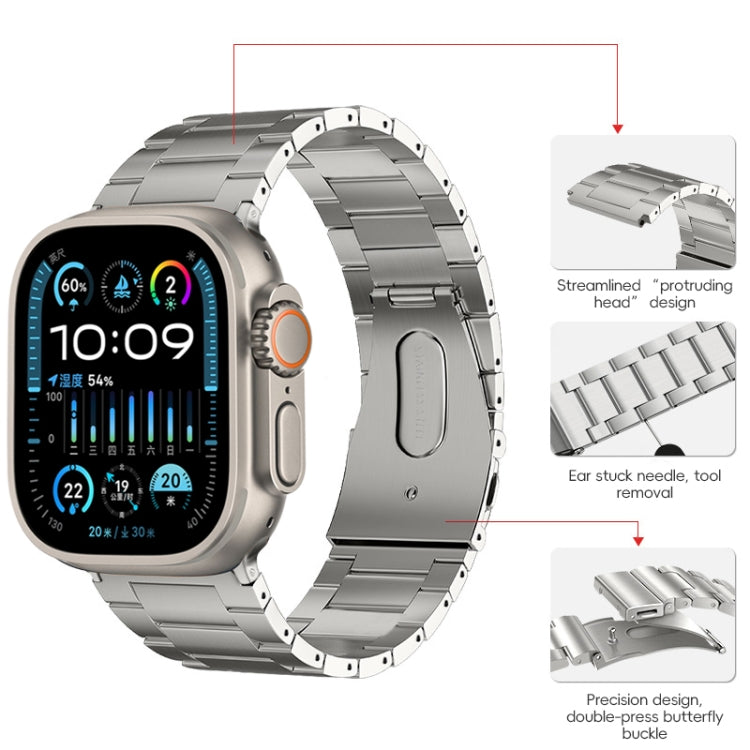 For Apple Watch Ultra 49mm PG63 Three-Bead Protrusion Titanium Metal Watch Band