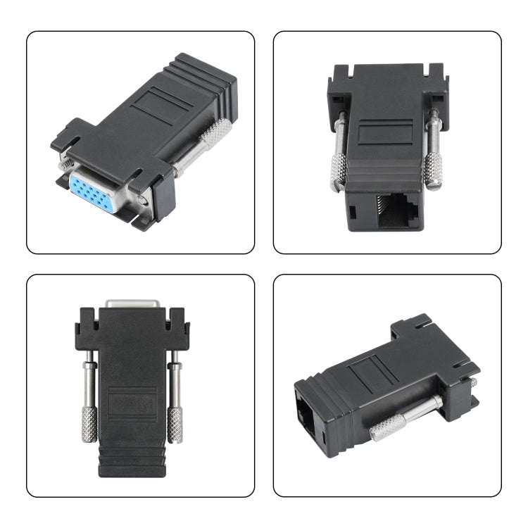 DB15 VGA Female to RJ45 8P Female Adapter - Black
