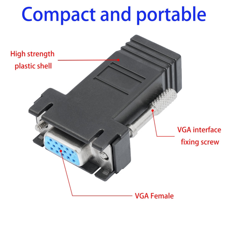 DB15 VGA Female to RJ45 8P Female Adapter - Black
