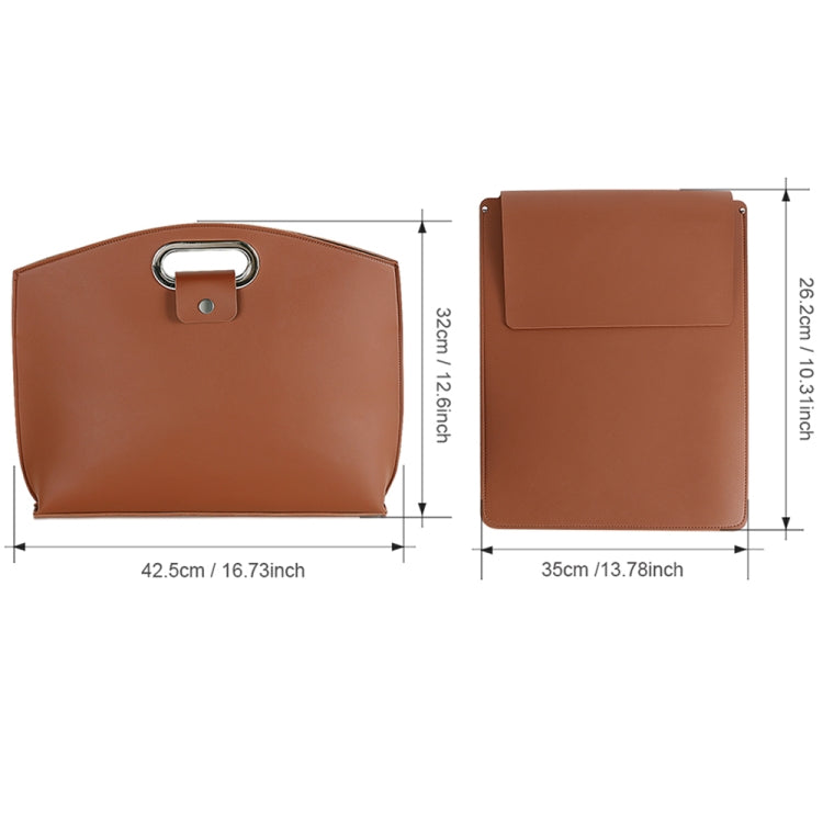 Waterproof PU Laptop Handbag Inner Bag for 12-14 inch Laptop - Brown