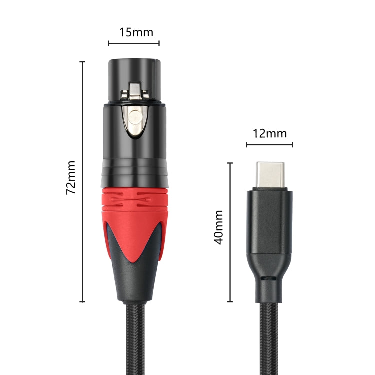 TY03RE Type-C Male to XLR Female Audio Cable for Dynamic Microphone, Length:1m - Black