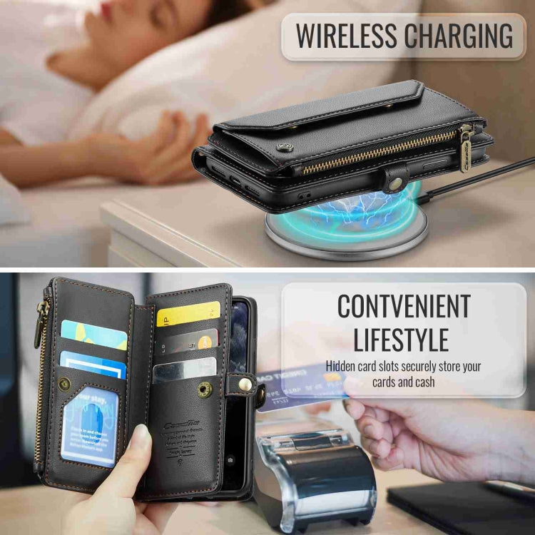 For iPhone 11 Pro Max CaseMe C36 Card Slots Zipper Wallet RFID Anti-theft Leather Phone Case